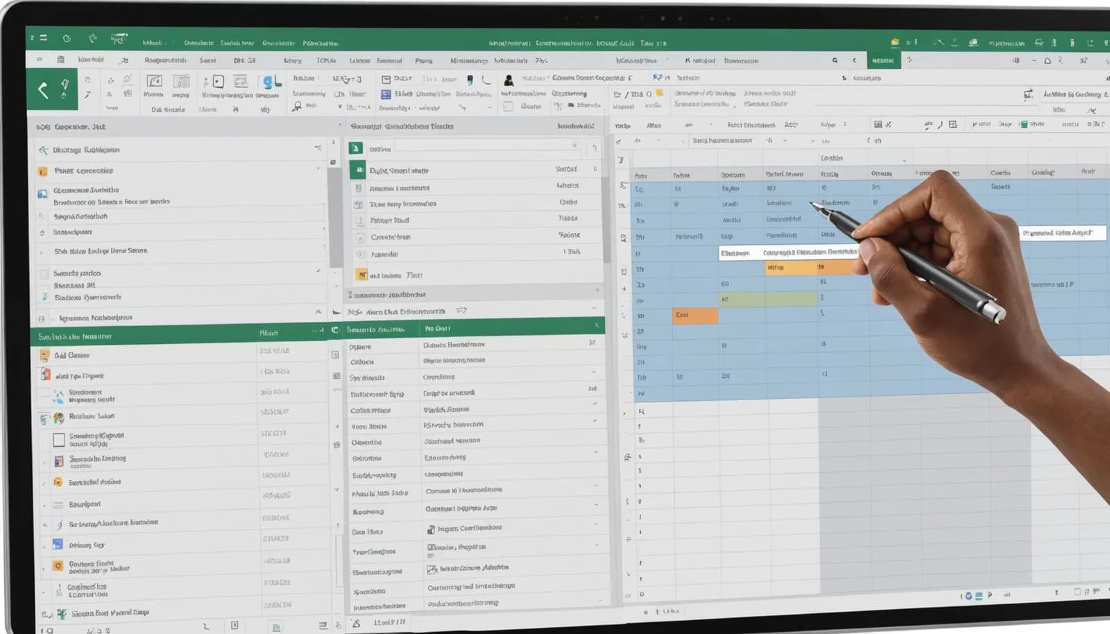 Split view comparing manual data entry versus automated task flow across connected business tools