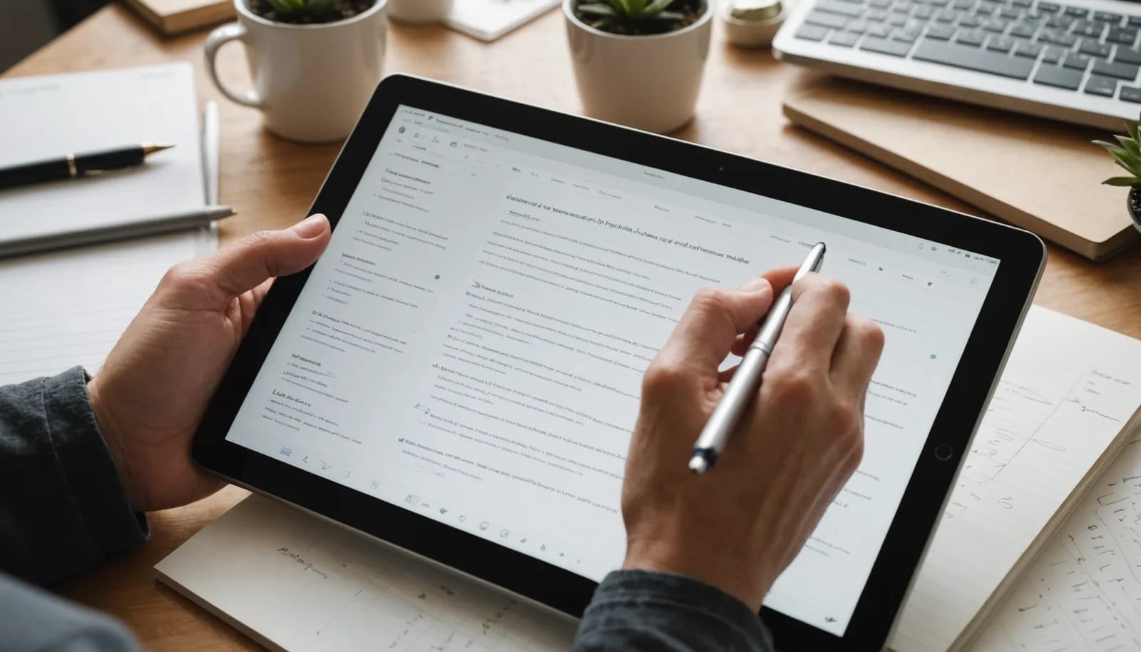 Email outreach sequence management on tablet displaying inbox threads and personalized message