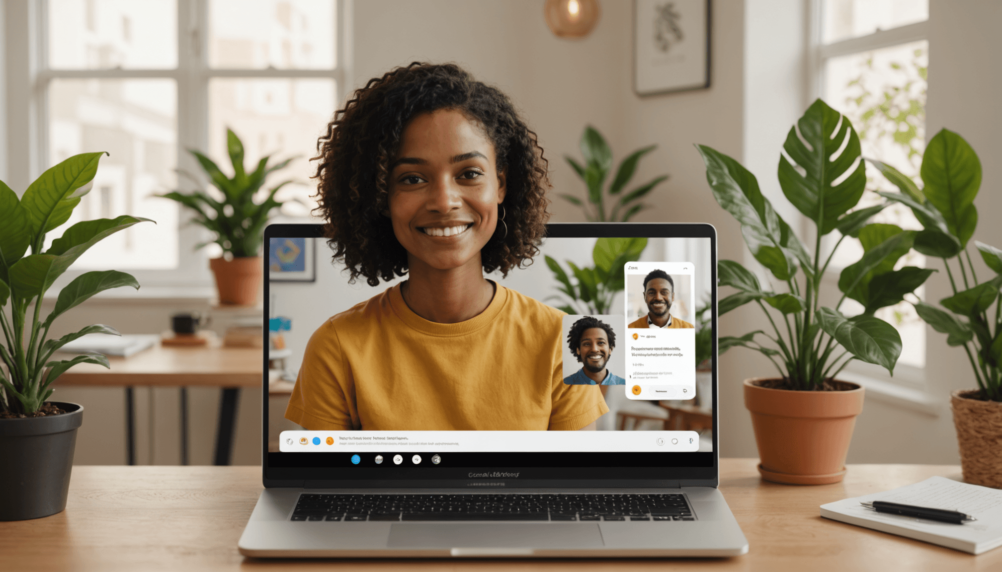 Split view of AI chatbot handling routine inquiry and human agent on video call, showing how AI is changing customer support through hybrid teams.