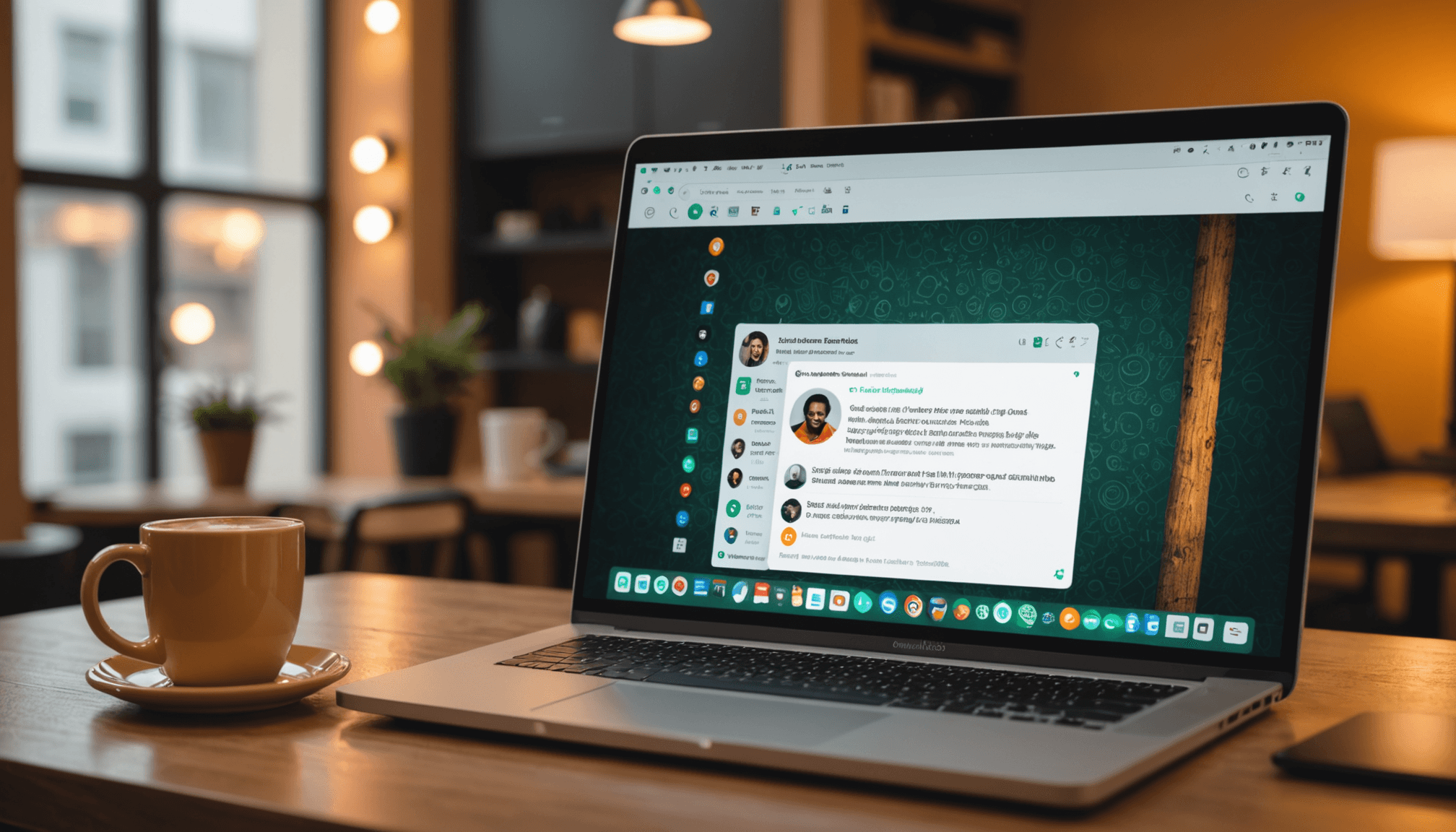A laptop screen showing a unified inbox interface to manage customer conversations across multiple channels including email, WhatsApp, Instagram, and SMS