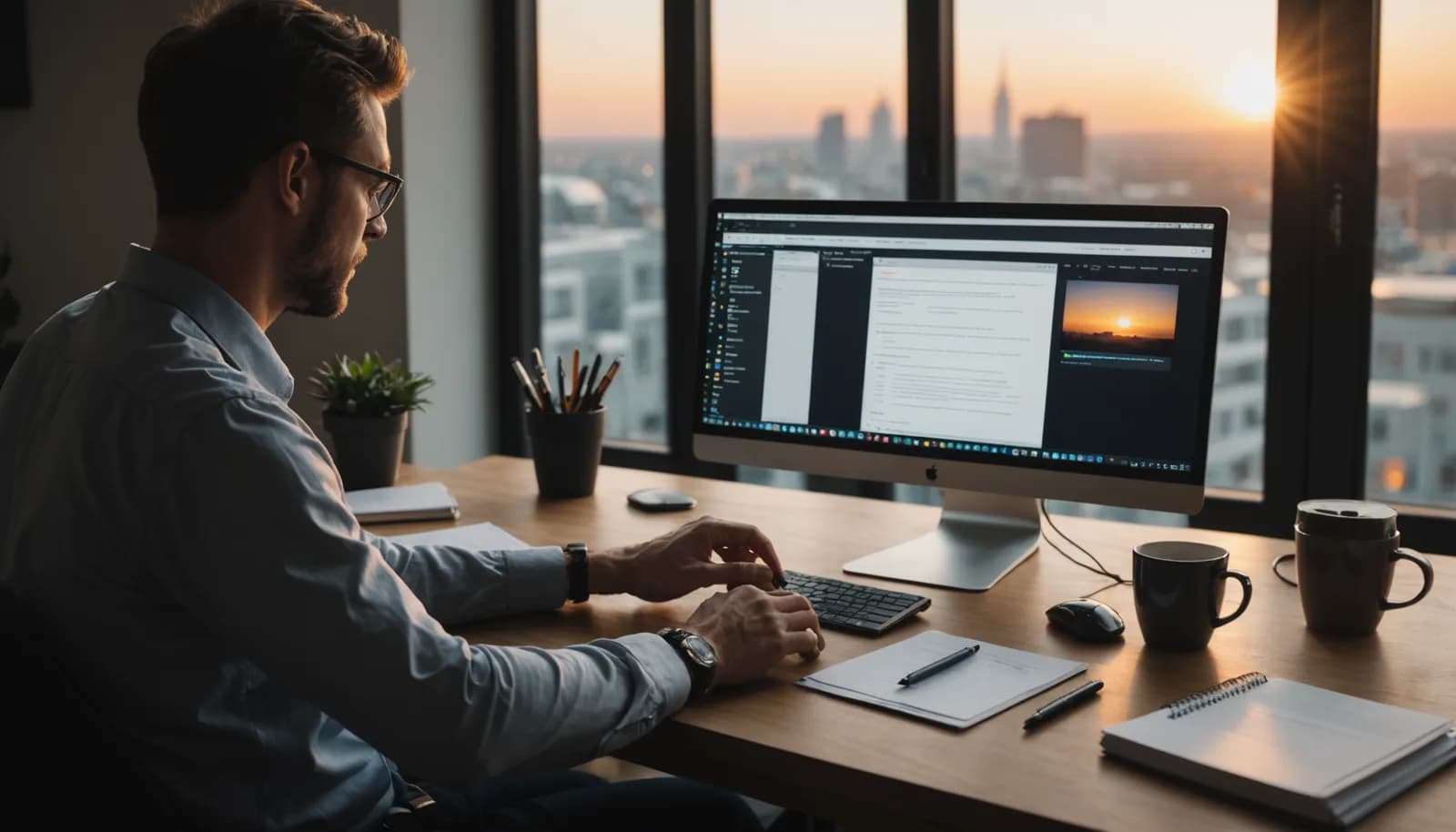 Research and personalization for cold email campaigns: prospect research notes on desktop monitor.