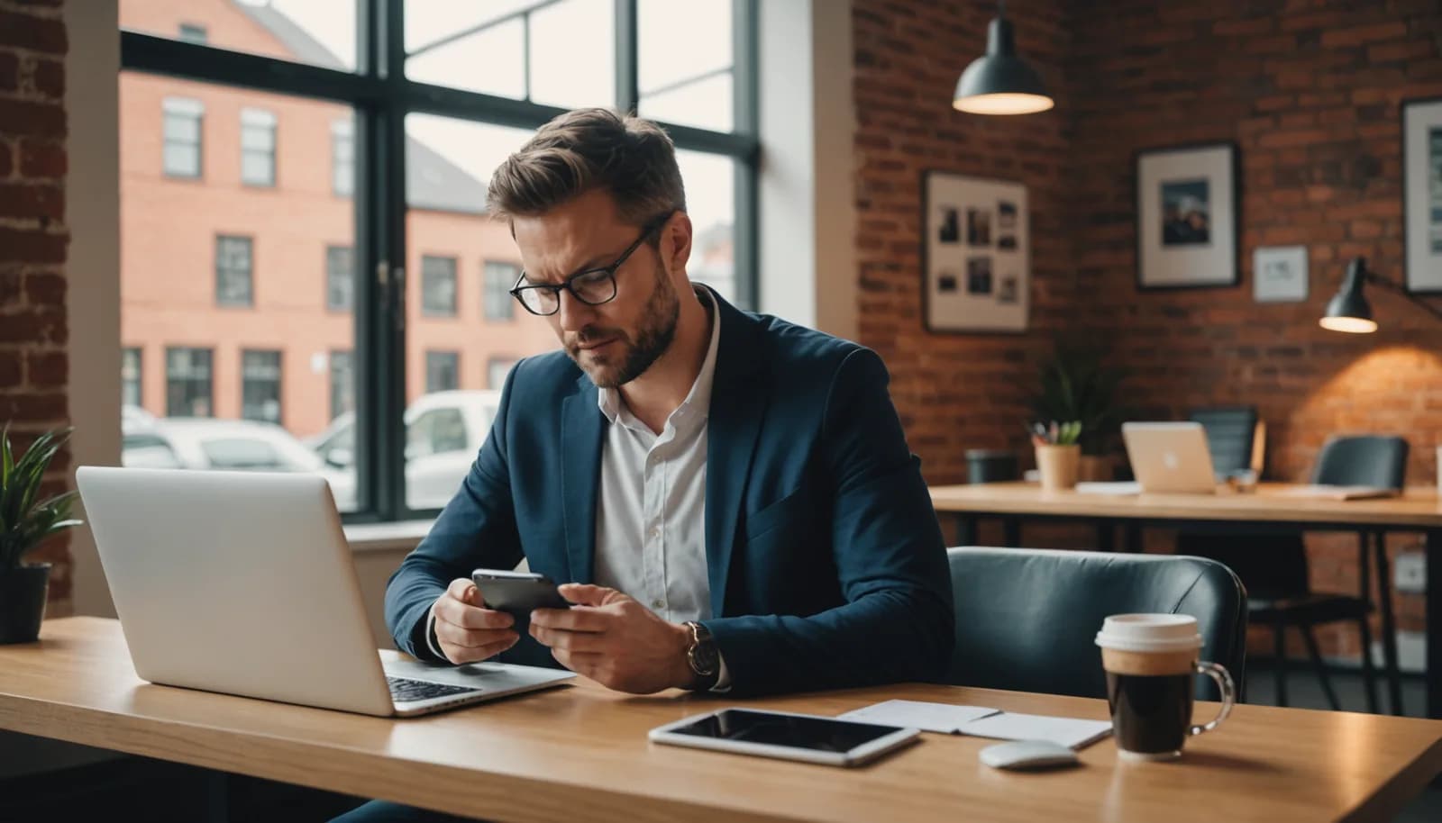 Business owner managing customer communication across WhatsApp and email channels simultaneously