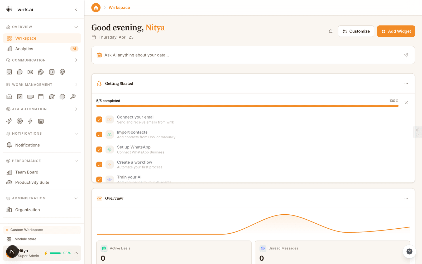 Wrrkspace Dashboard